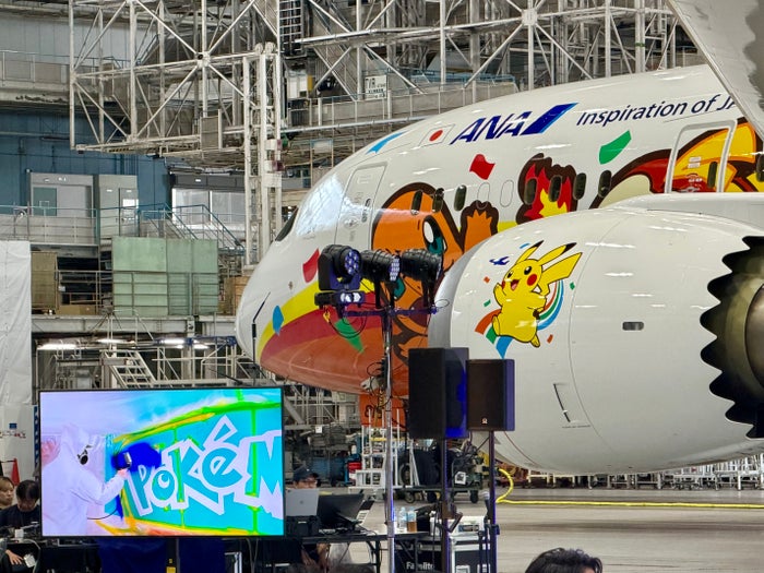 ANA Pokemon Red plane media event