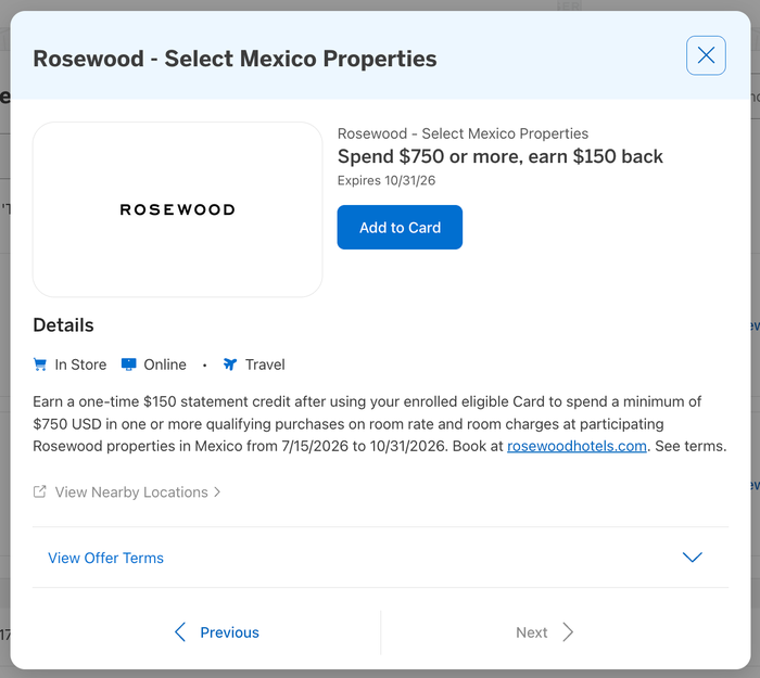 Amex Offer Rosewood July 2026 Amex Offer Rosewood July 2026