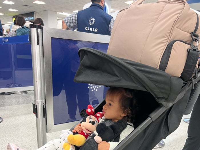 Baby in stroller airport Baby in stroller airport