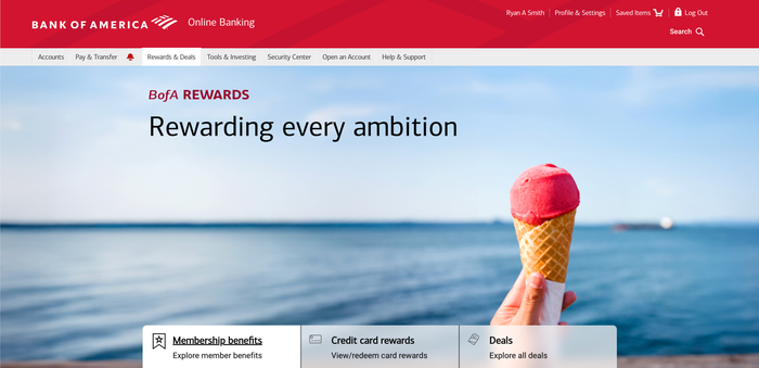 BofA Rewards enrollment page BofA Rewards enrollment page
