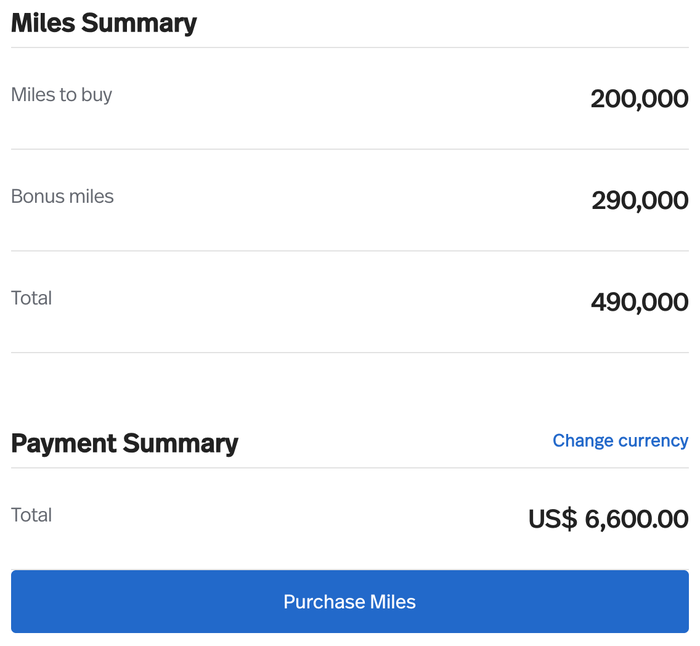 Buy Lifemiles pricing August 2026