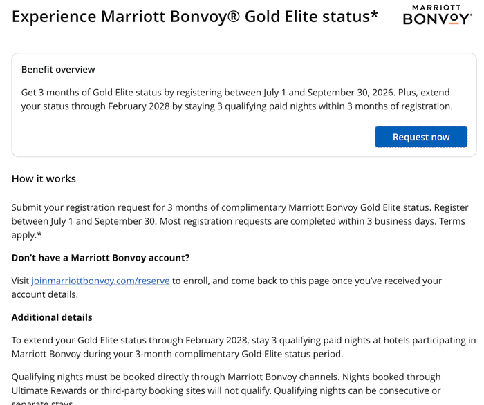 Chase Sapphire Reserve Marriott Gold 2026