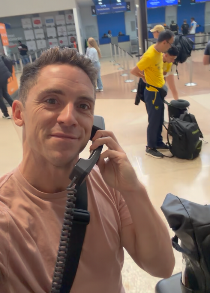 Daniel on the phone to Copa Airlines Daniel on the phone to Copa Airlines