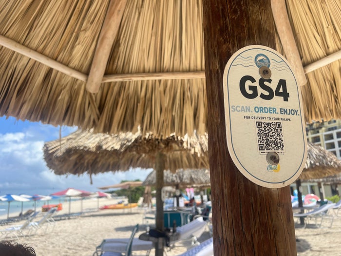 Easy ordering at a beach palapa