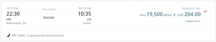 Emirates redemption 19500 IAD LIS Emirates redemption 19500 IAD LIS