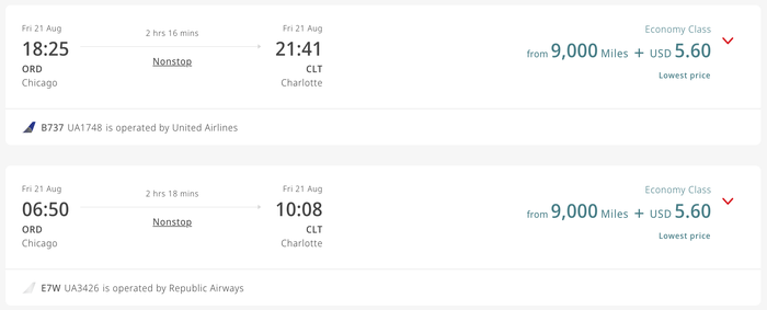 Emirates redemption 9k ORD CLT Emirates redemption 9k ORD CLT