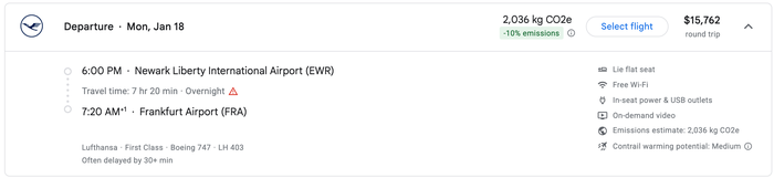 LH flight EWR FRA 1 Google Flights EWR FRA January 2027