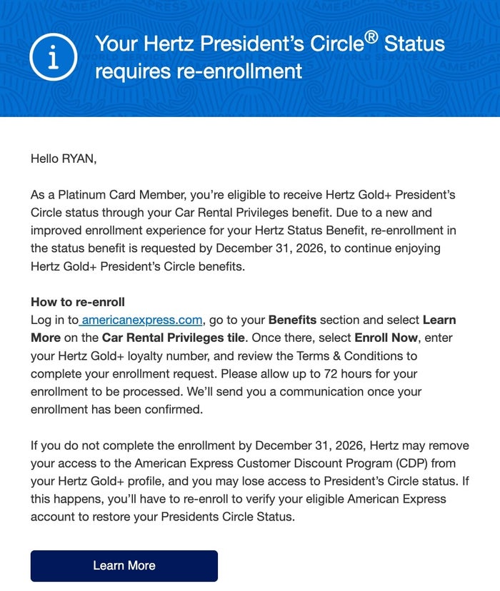Hertz Rental Car Benefit Amex