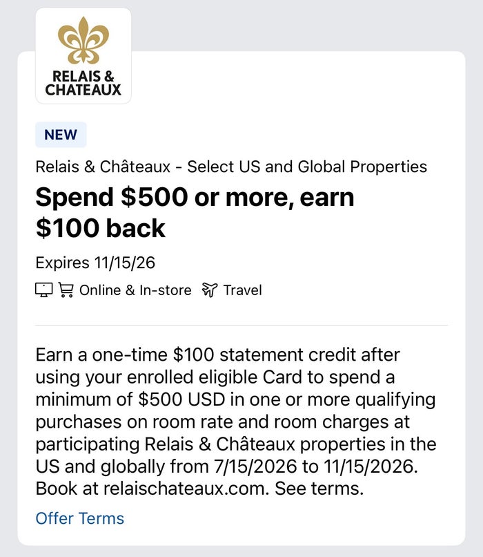 Amex Offer Relais & Chateaux Amex Offer Relais & Chateaux