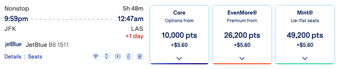 Jetblue Mint pricing awards Jetblue Mint pricing awards