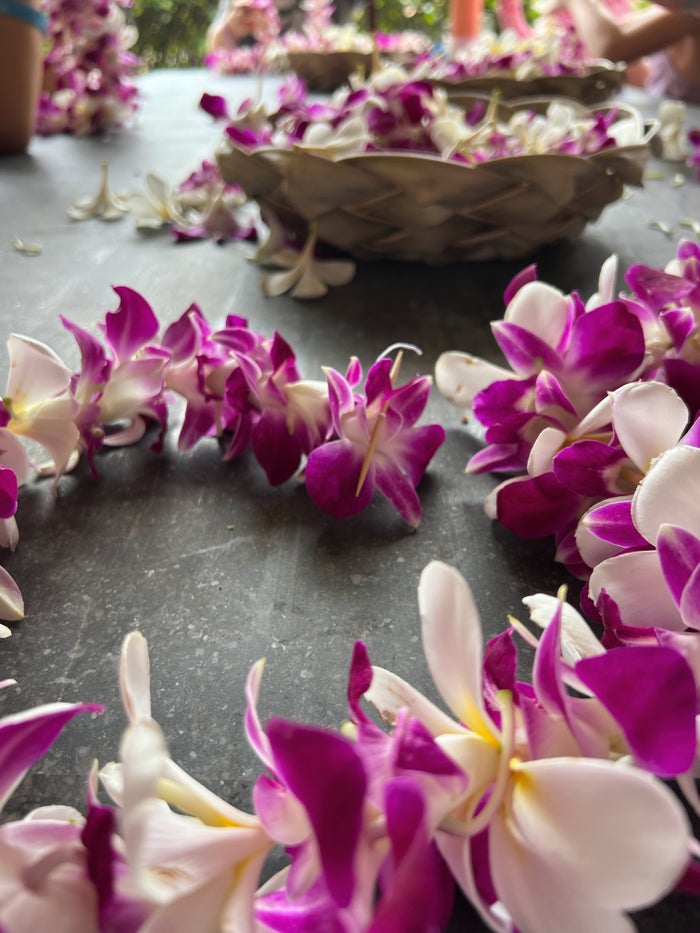 Lei making at Sheraton Kauai Coconut Beach Resort