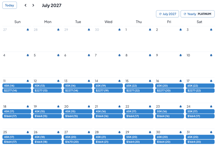 MaxMyPoint Park Hyatt Paris July 2027 availability