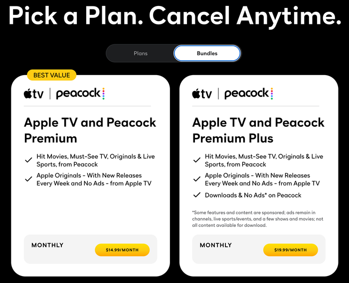 Peacock bundle plans