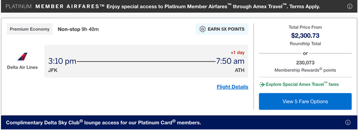 Screenshot 2026 08 18 at 11.37.46 AM Platinum Member Airfares JFK ATH April 2027