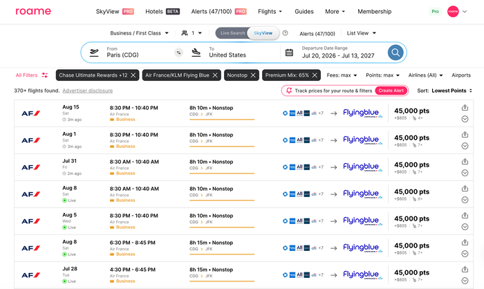 Roame CDG JFK availability 07 19 26 Roame CDG JFK availability 07 19 26
