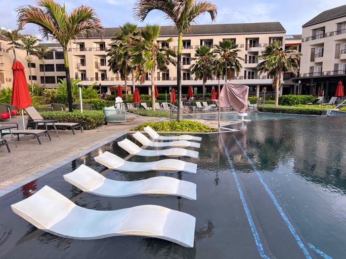 Sheraton Kauai Coconut Beach in pool loungers