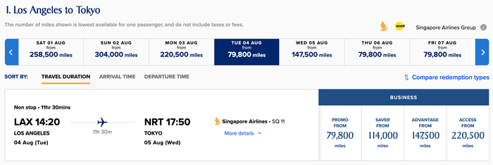 Singapore Spontaneous Escapes July 2026 LAX NRT business
