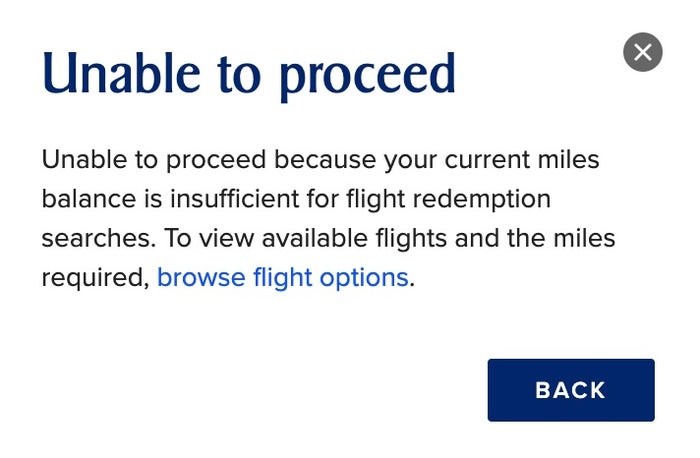 Singapore unable to proceed miles requirement