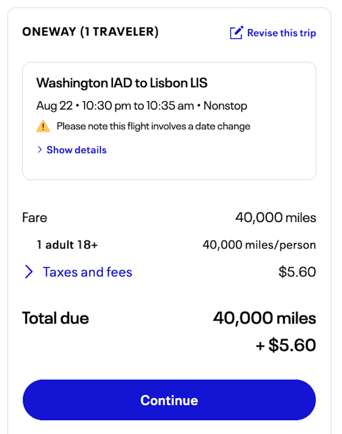 United redemption IAD LIS United redemption IAD LIS