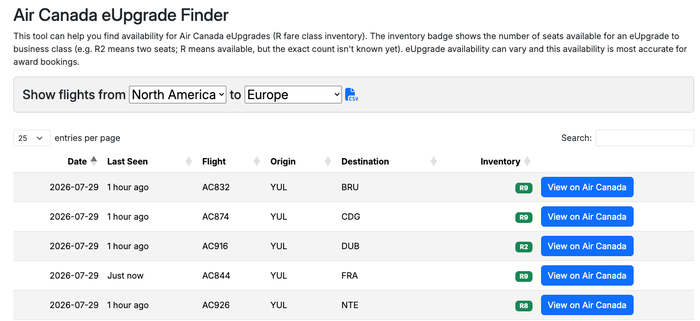 air canada eupgrade finder air canada eupgrade finder