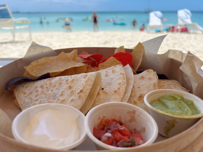 lunch on the beach at Aruba Marriott Resort