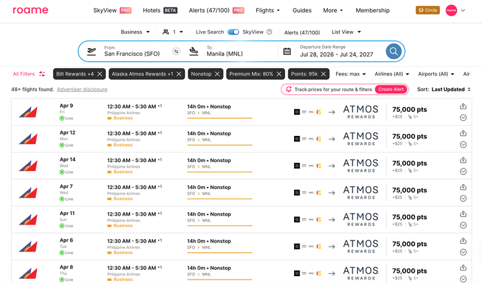 sfo mnl award alert