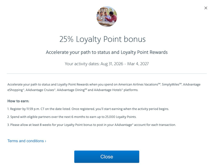 AAdvantage Bonus Loyalty Points Promo