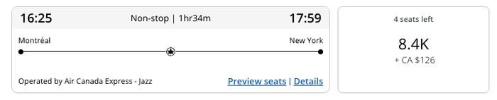 Aeroplan YUL EWR 8.4K Aeroplan YUL EWR 8.4K