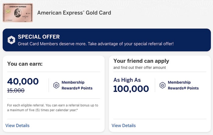 Amex Gold card referral bonus Amex Gold card referral bonus