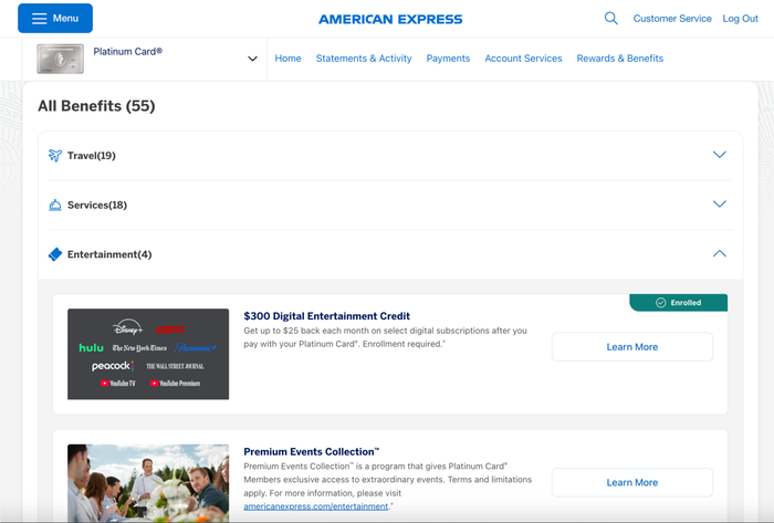 Amex Platinum Digital Entertainment Credit Amex Platinum Digital Entertainment Credit