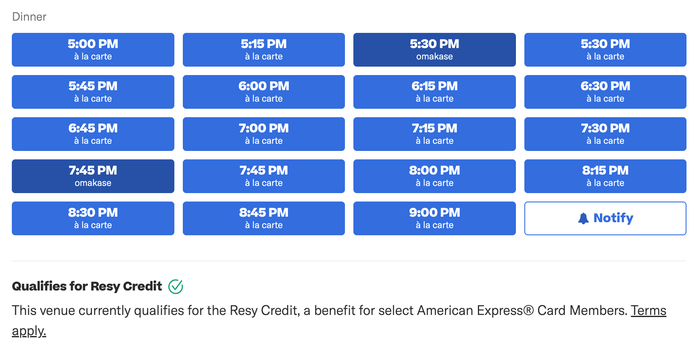 Amex Resy restaurant credit label Amex Resy restaurant credit label