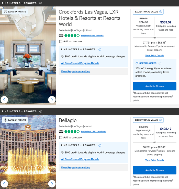 Amex Travel FHR hotels Amex Travel FHR hotels