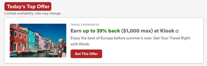 Screenshot Capital One Shopping Klook