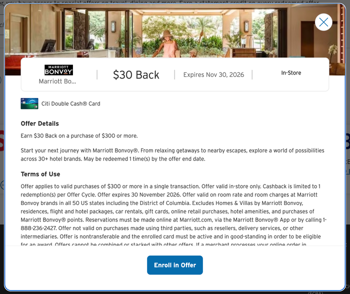 Citi Merchant Offer Marriott October 2026