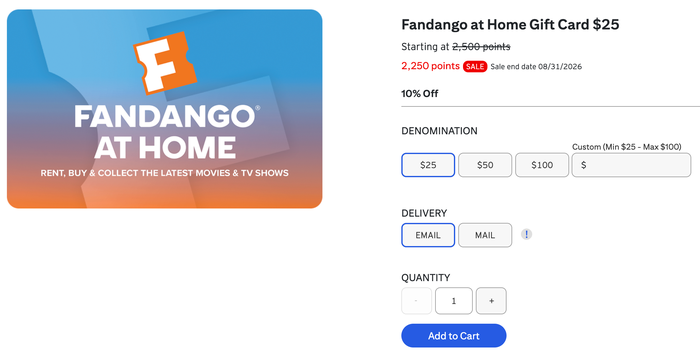 Citi gift card sale Fandango At Home August 2026 Citi gift card sale Fandango At Home August 2026
