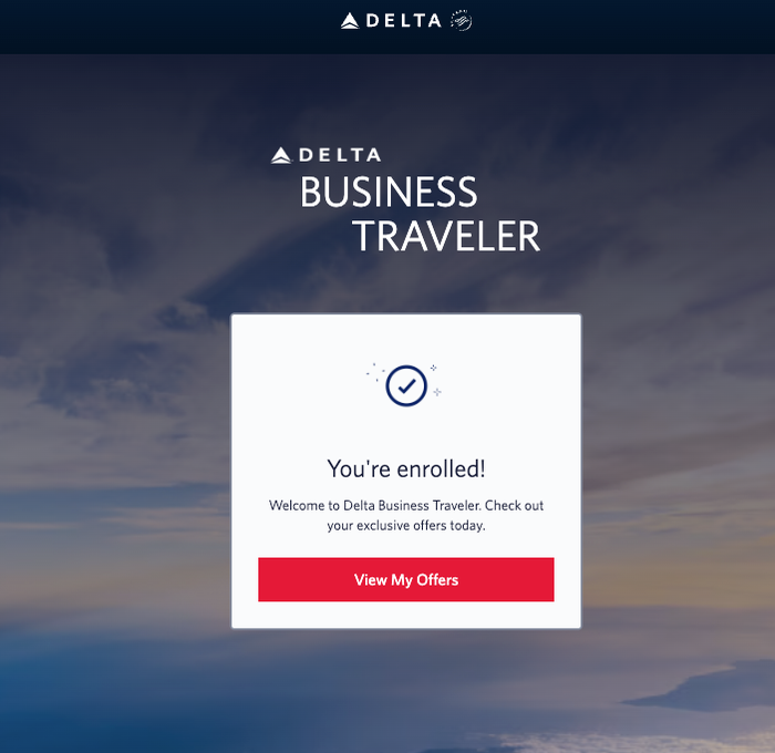Delta Business Traveler enrollment confirmed