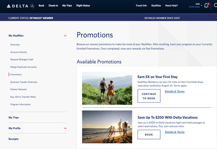 Delta Promotions Page