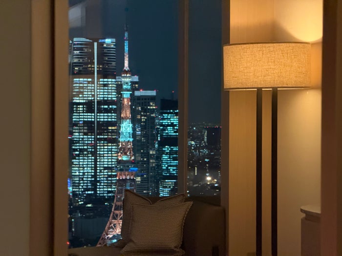 Fairmont Tokyo bedroom view from bathroom