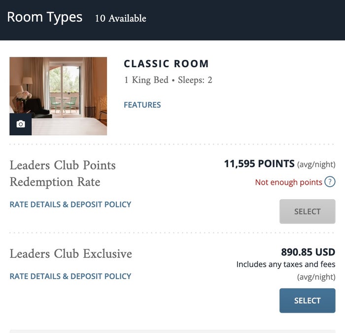 Hotel Il Pellicano Cash and Points rate