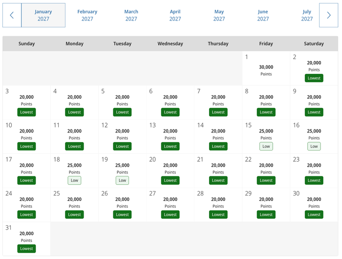 Hyatt calendar Andaz Lisbon January 2027 Hyatt calendar Andaz Lisbon January 2027