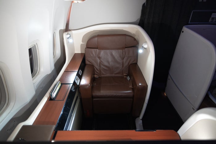 Japan Airlines 777 first seat front