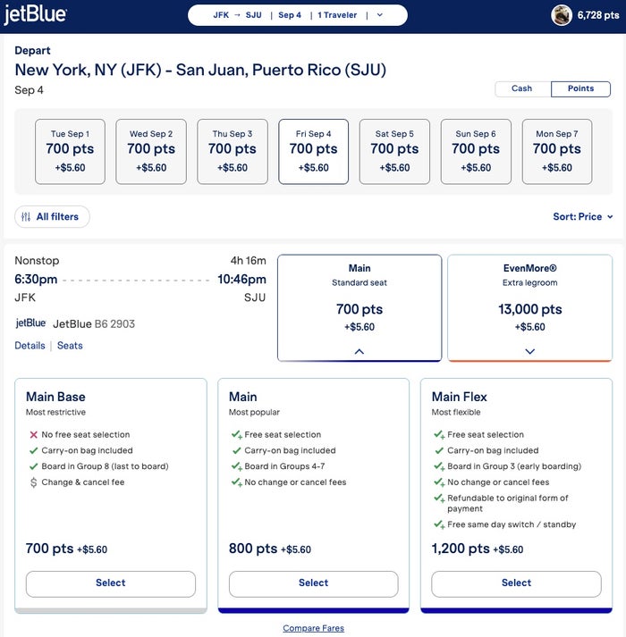 JetBlue PR awards 700 points