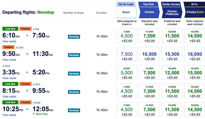 LASSFO Southwest points fares