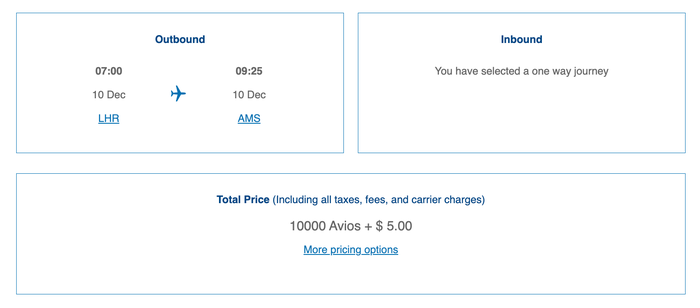 LHR AMS 10k Avios BA LHR AMS 10k Avios BA
