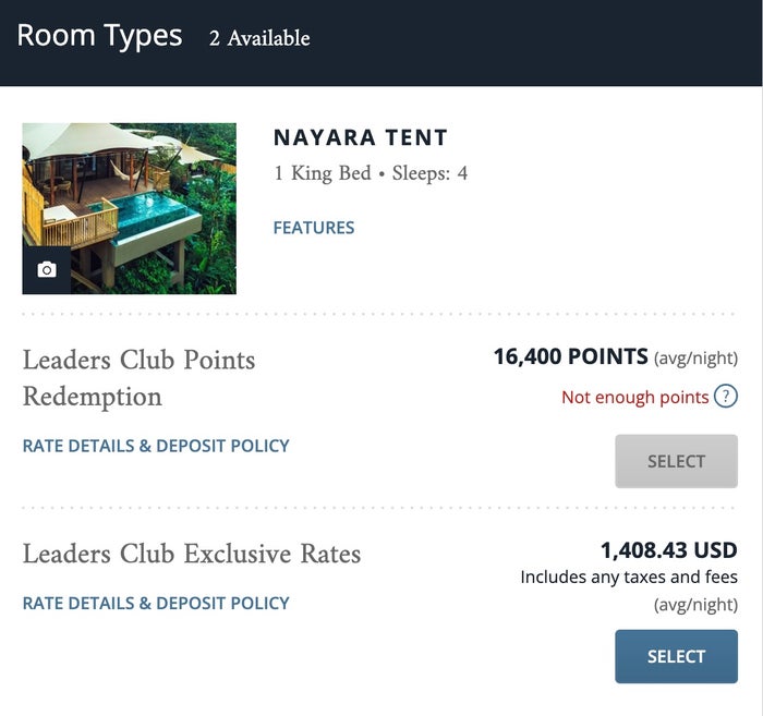 Nayara Tent Cash and Points Price