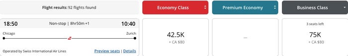 ORD ZRH Swiss seats.aero ORD ZRH Swiss seats.aero