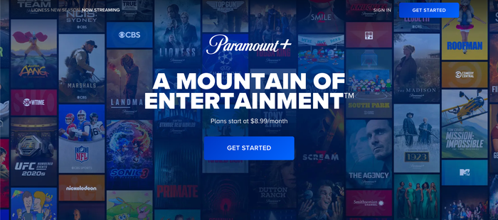 Paramount+ home page Paramount+ home page
