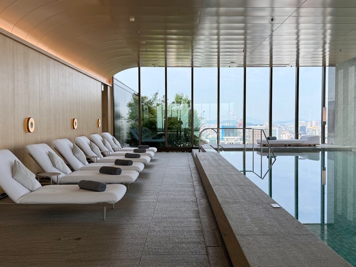 Ritz Carlton Fukuoka pool with loungers