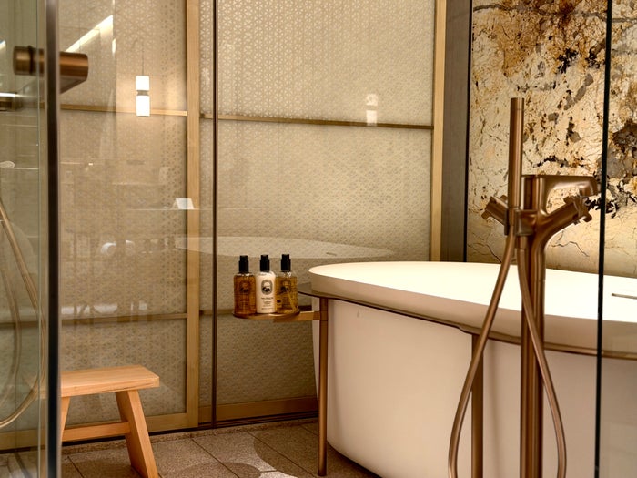 Ritz Carlton Fukuoka room bathroom at night