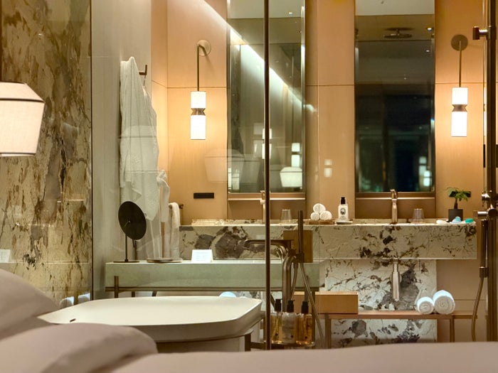 Ritz Carlton Fukuoka room view into bathroom